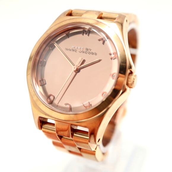 Marc Jacobs Henry Rose Gold 36mm Mirror Womens Watch 6" Bracelet w New Battery - Picture 1 of 11